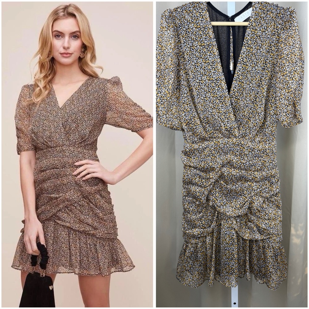 ASTR The Label Floral Ruched Mini Dress‎ Size S